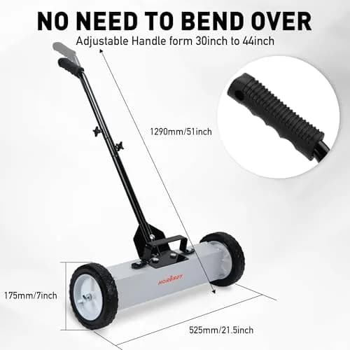 HORUSDY 18-Inch Rolling Magnetic Sweeper with Wheels, 45LBS Pickup Power | Workshop, Garage, Yard Cleanup thumbnail 3
