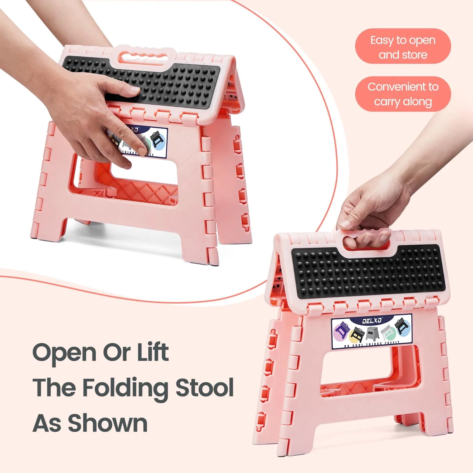 Delxo 9 Inch Folding Step Stool for Kids & Adults | 22.8 cm Height, 136 kg Capacity - view 5