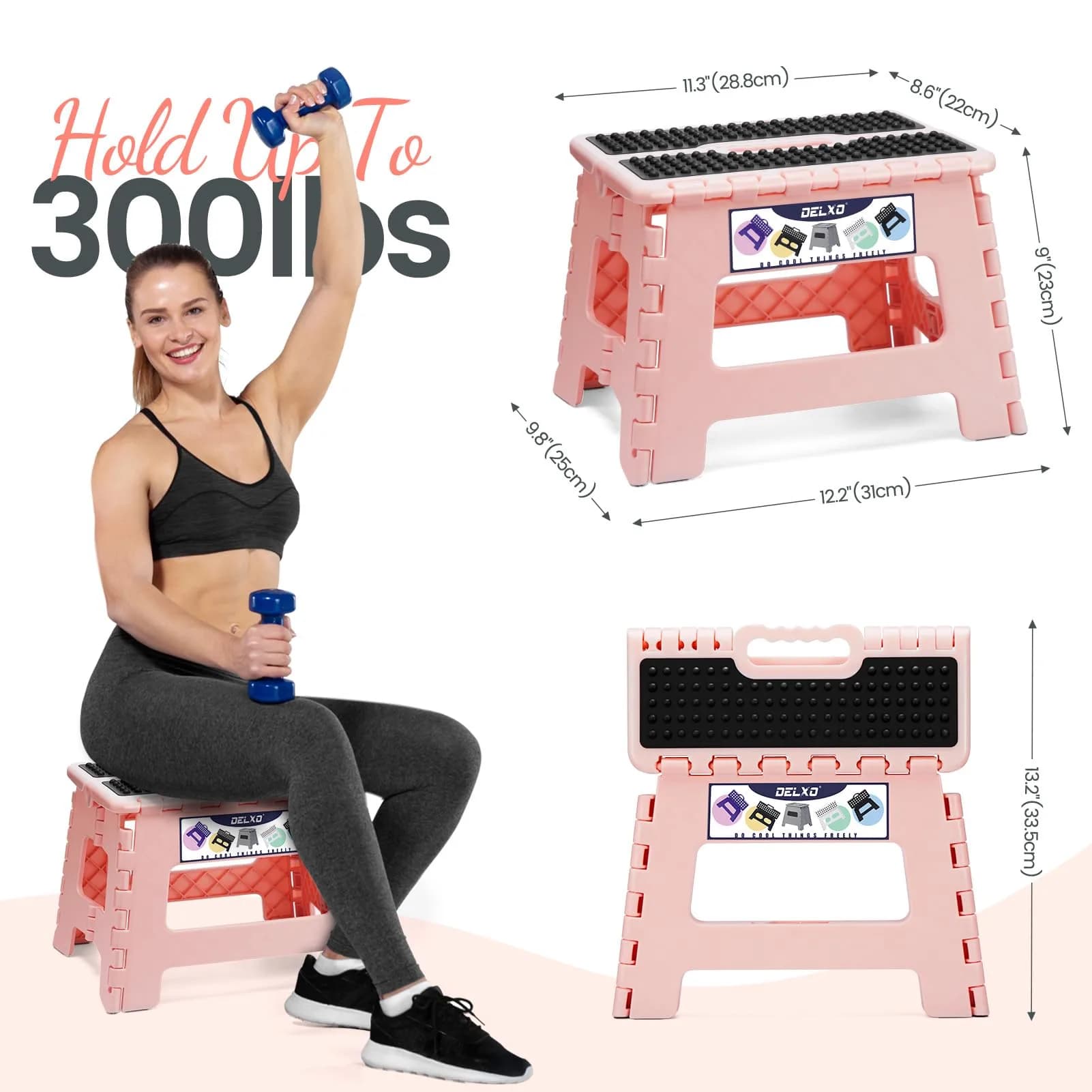 Delxo 9 Inch Folding Step Stool for Kids & Adults | 22.8 cm Height, 136 kg Capacity - view 3