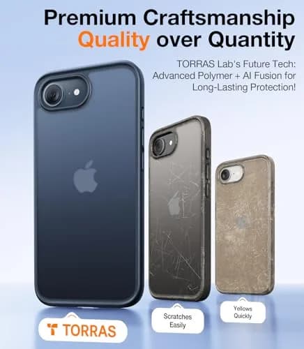 TORRAS Shockproof Case for iPhone 17e & 16e, 12FT Drop Protection, Slim Translucent Black | Heavy Duty Protection thumbnail 6
