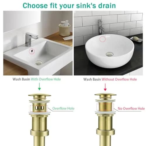 SEABEFORE Brass Round Bottle P-Trap with Pop Up Drain Stopper 1 1/4 | Adjustable, Brushed Gold, No Overflow thumbnail 6