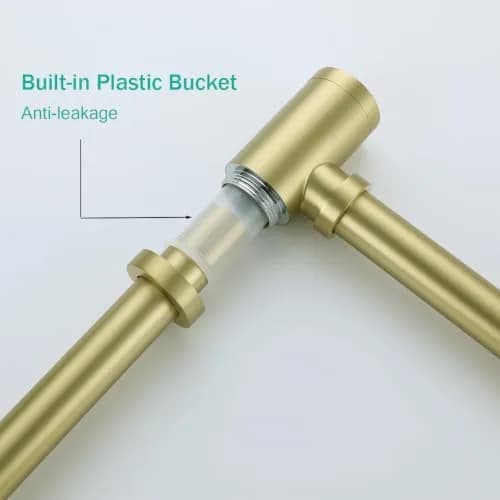 SEABEFORE Brass Round Bottle P-Trap with Pop Up Drain Stopper 1 1/4 | Adjustable, Brushed Gold, No Overflow thumbnail 8