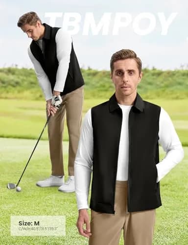 TBMPOY Men's Vest Casual Lightweight Thin Utility 3 Zip Pockets Stylish Sleeveless Jackets Summer Fall Golf Travel Business Outerwear Black S thumbnail 3
