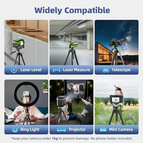 Huepar Laser Level Tripod 60-Inch | Adjustable Lightweight Camera Support for Indoors thumbnail 6