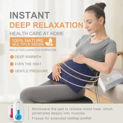 uncn Wide Microwave Heating Pad with Washable Cover 9.5 x 16in Microwavable | Soothing Warmth for Muscles & Cramps thumbnail 2
