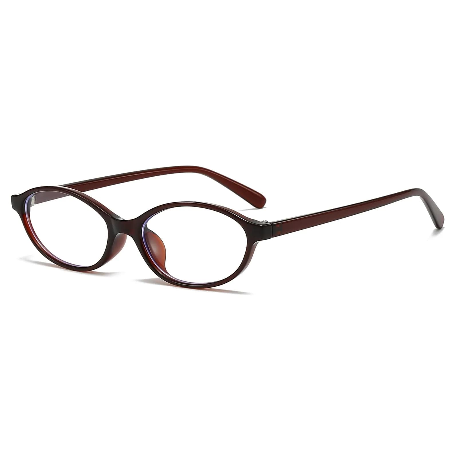 LJCZKA Oval Blue Light Blocking Glasses for Women Men | Retro Small Oval Frame, UV400 Protection, Clear Lens (Dark Brown) — Dark Brown