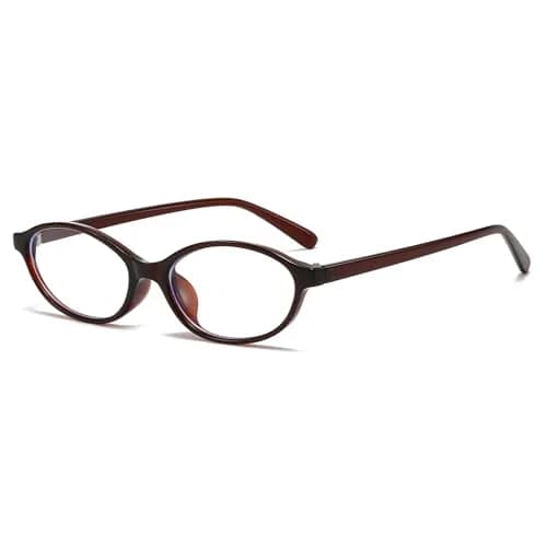 LJCZKA Oval Blue Light Blocking Glasses for Women Men | Retro Small Oval Frame, UV400 Protection, Clear Lens (Dark Brown) thumbnail 1