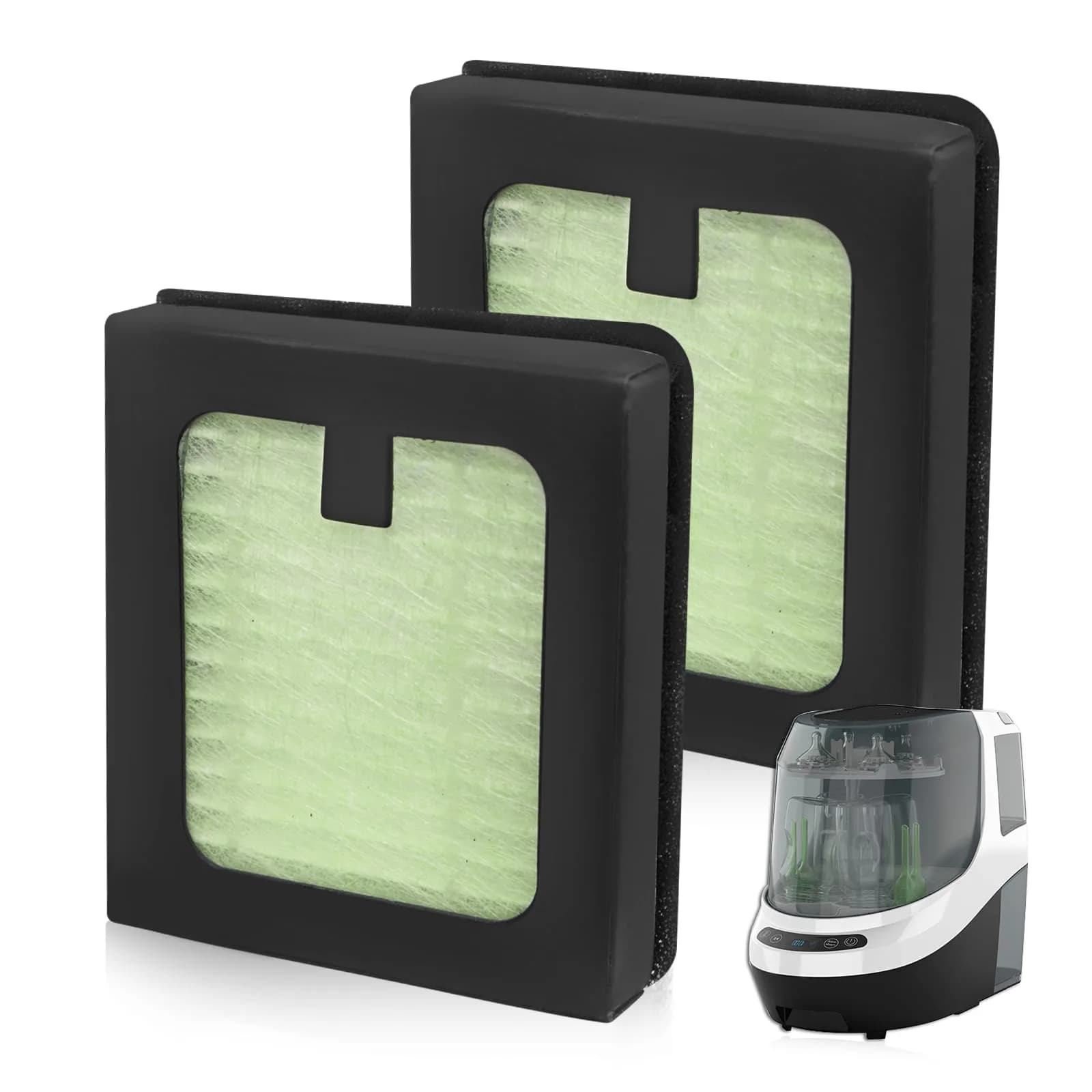 HAVANSIDY HEPA Filter Replacement for Baby Brezza Bottle Dryer & Washer | 2-Pack, Long-Lasting, Easy Install — Green