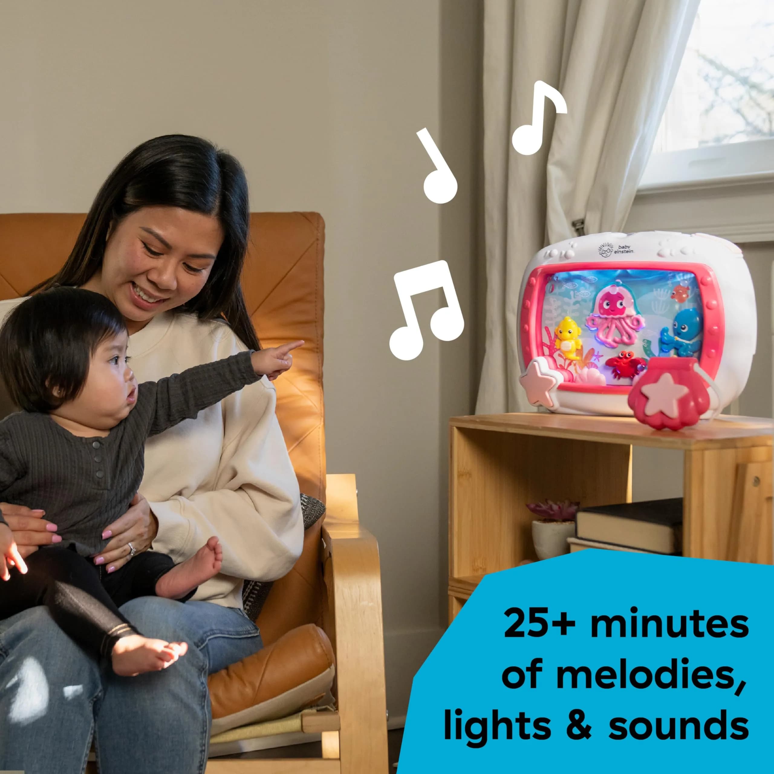 Baby Einstein Sea Dreams Soother Musical Crib Toy and Sound Machine, Pink, 25+ Min Melodies | Ages 0 Months+ - view 4