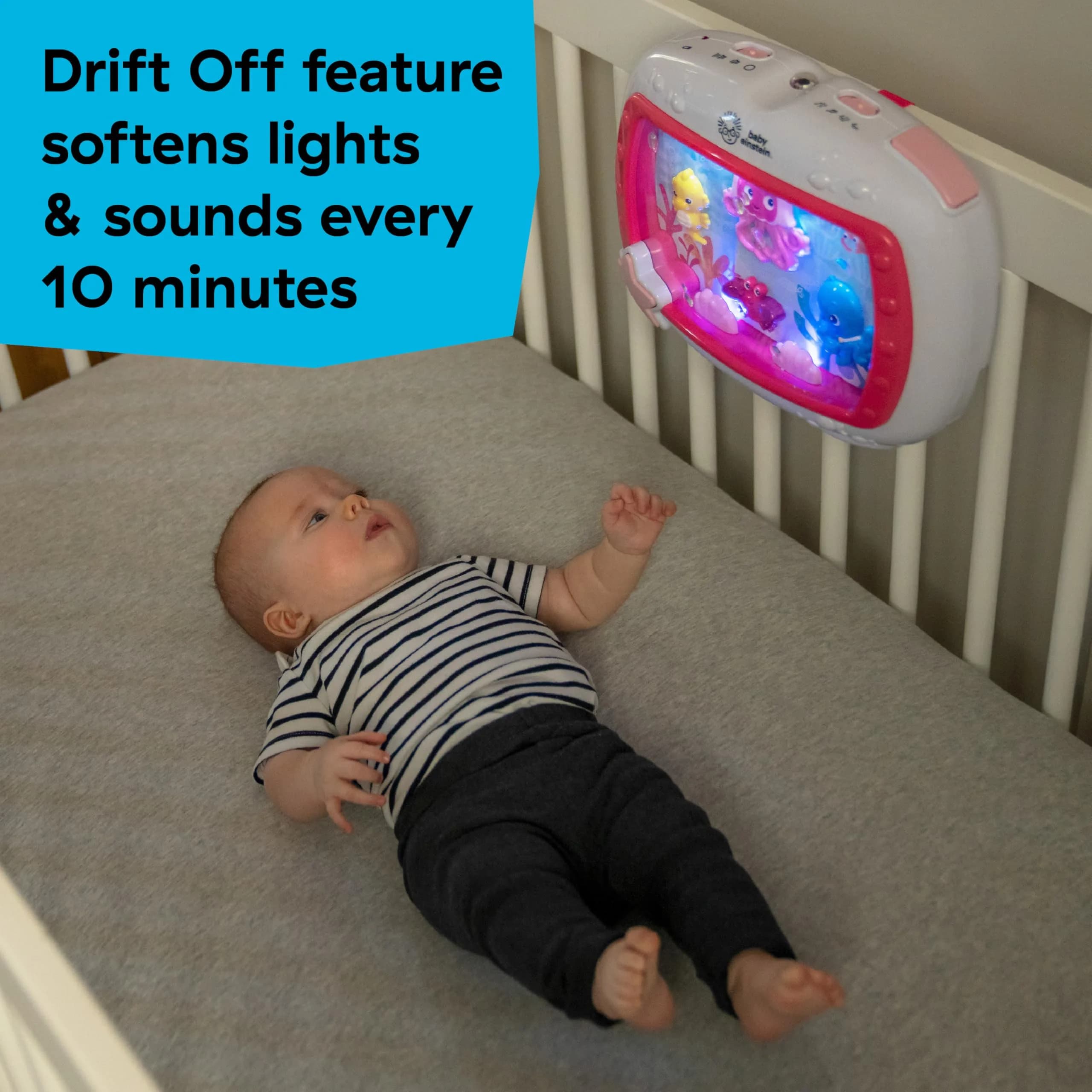 Baby Einstein Sea Dreams Soother Musical Crib Toy and Sound Machine, Pink, 25+ Min Melodies | Ages 0 Months+ - view 6