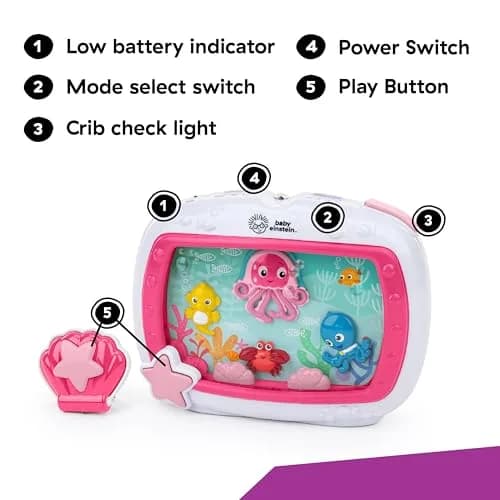 Baby Einstein Sea Dreams Soother Musical Crib Toy and Sound Machine, Pink, 25+ Min Melodies | Ages 0 Months+ thumbnail 3