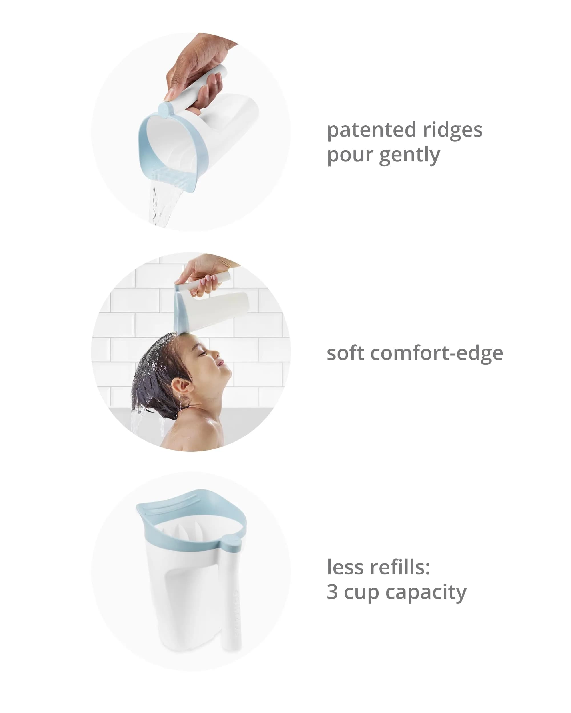 Skip Hop Wave Waterfall Bath Rinser Cup White | Gentle Pour for Tear-Free Rinsing - view 3