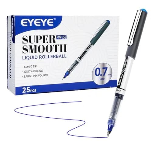 EYEYE 25 Pack 0.7mm Blue Liquid Ink Rollerball Pens | Quick Dry, Smooth Writing for Journaling & Office thumbnail 1