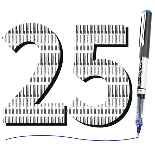 EYEYE 25 Pack 0.7mm Blue Liquid Ink Rollerball Pens | Quick Dry, Smooth Writing for Journaling & Office thumbnail 2