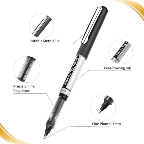 EYEYE 50 Pack 0.7mm Black Liquid Ink Rollerball Pens | Quick Dry, Smooth Writing for Journaling & Office thumbnail 5