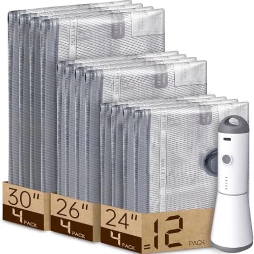 Vacbird Travel Vacuum Seal Bags with Rechargeable Pump (12 Bags, Grey/White) | Reduces Luggage Volume by 80% thumbnail 1