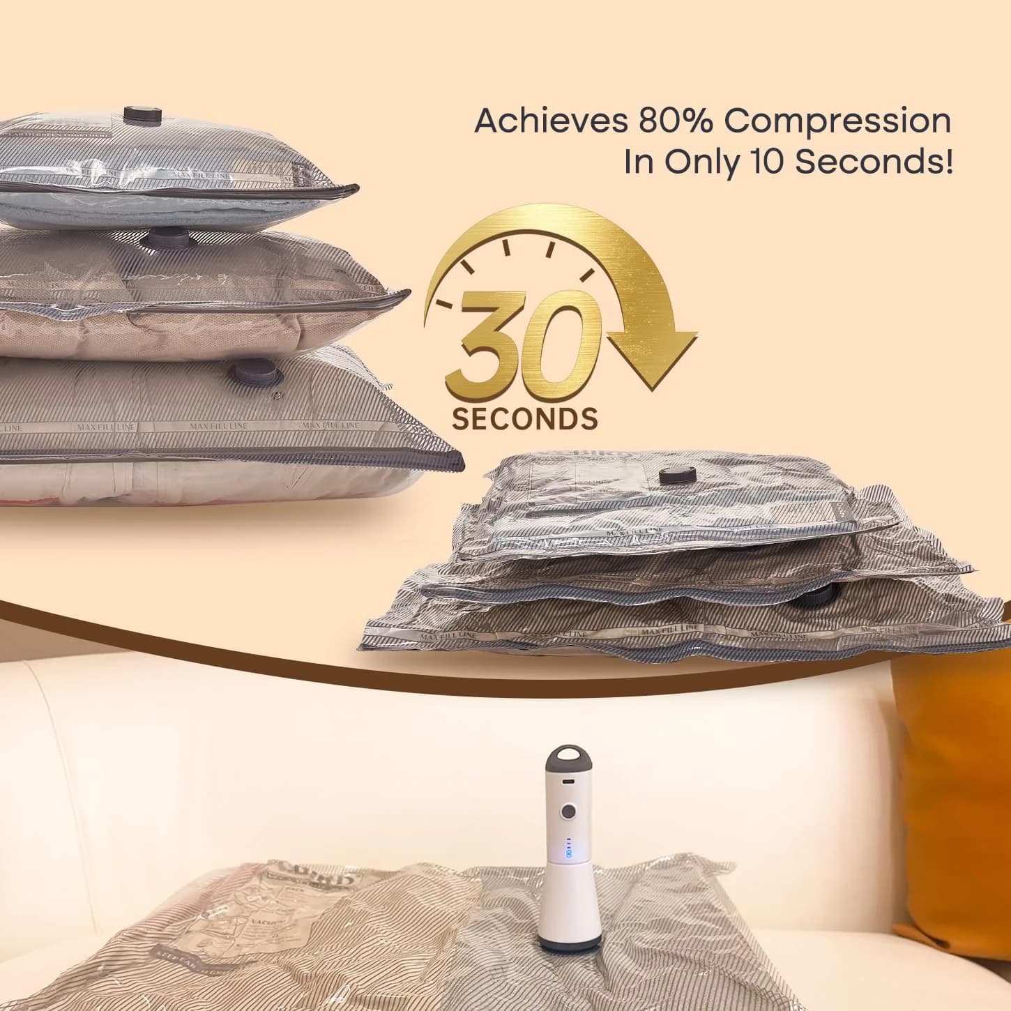 Vacbird Travel Vacuum Bags with Rechargeable Pump & 15 Bags | 15 Combo Travel Size - view 4