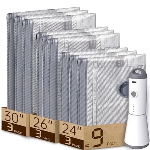 Vacbird Travel Vacuum Bags with Rechargeable Pump & 9 Combo Bags | 80% Space Saving | USB Rechargeable | 0.81 kg (1.79 lb) thumbnail 1