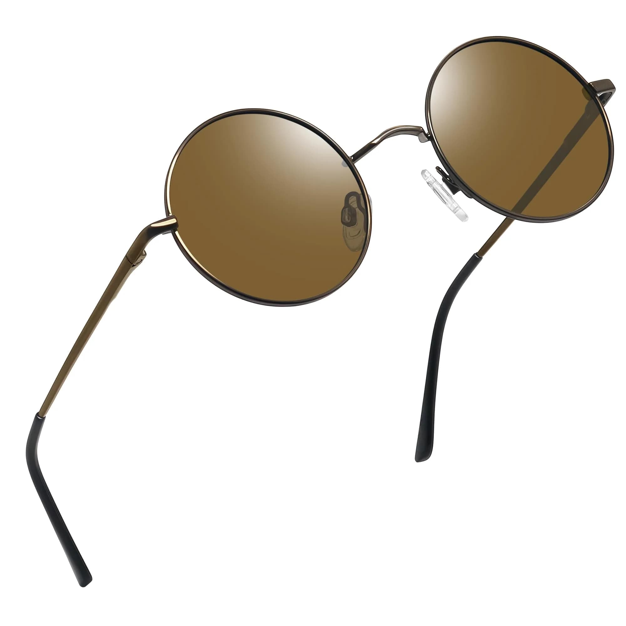 Joopin A10-Bronze Frame Brown Lens Small Round Polarized Sunglasses - main product image