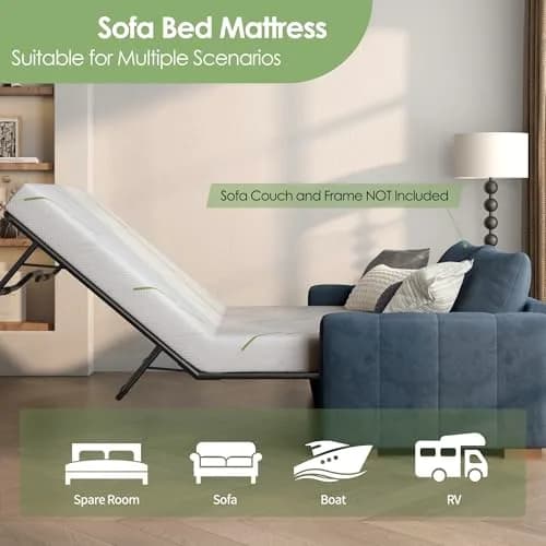 Wellynap 4 Inch Gel Memory Foam Sofa Mattress Full Size 72 x 53 Inches | Supportive & Breathable thumbnail 6
