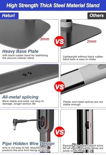 Haturi Metal Vacuum Stand for Dyson Cordless Vacuums | 49.2 inch Height, Dark Gray thumbnail 2