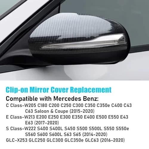 Jaronx Carbon Fiber Pattern Mirror Covers for Mercedes C E S GLC Class (2-Pack) thumbnail 4