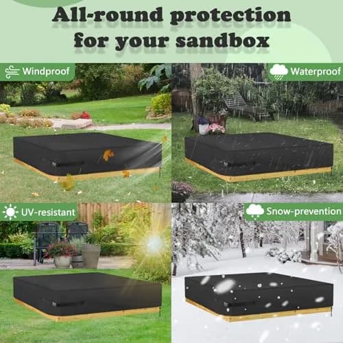 Kasla Waterproof Sandbox Cover 155cm x 155cm x 20cm (61"x61"x8") | Heavy Duty Outdoor Sand Pit Protection thumbnail 8
