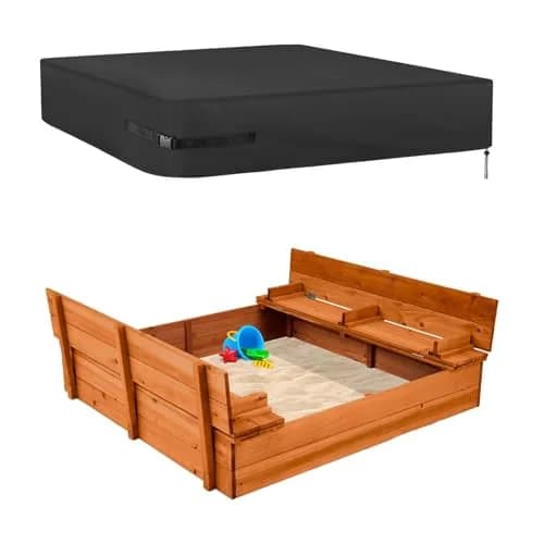 Kasla Waterproof Sandbox Cover 50"x50"x8" | Heavy Duty Outdoor Sand Pit Protection thumbnail 1