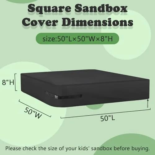 Kasla Waterproof Sandbox Cover 50"x50"x8" | Heavy Duty Outdoor Sand Pit Protection thumbnail 2