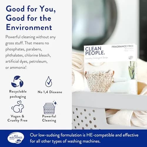 THE CLEAN PEOPLE Laundry Detergent Sheets Peppermint Scent 96 Count | Concentrated Formula, Recyclable Packaging thumbnail 4