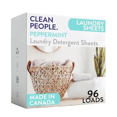 THE CLEAN PEOPLE Laundry Detergent Sheets Peppermint Scent 96 Count | Concentrated Formula, Recyclable Packaging thumbnail 1
