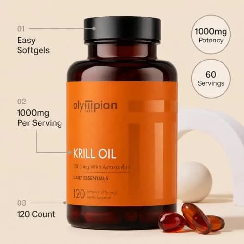 Olympian Labs Antarctic Krill Oil 1000mg with Astaxanthin, 120 Softgels | Phospholipid Omega-3 for Heart & Brain thumbnail 3