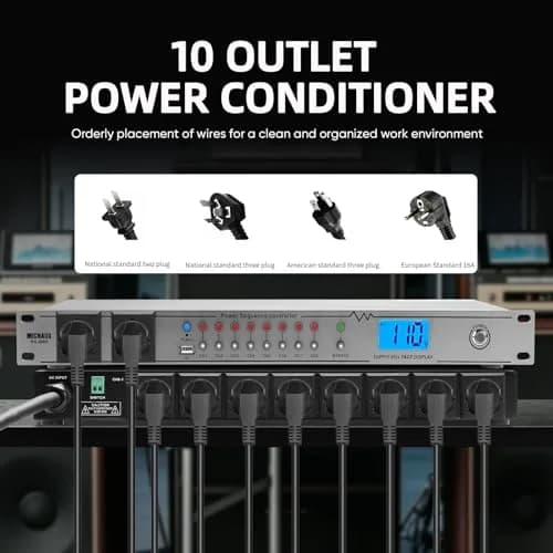 MICNAUX Rack Mount Power Conditioner 20A | 10 Outlets, Surge & Voltage Display, Global Voltage Compatibility thumbnail 6