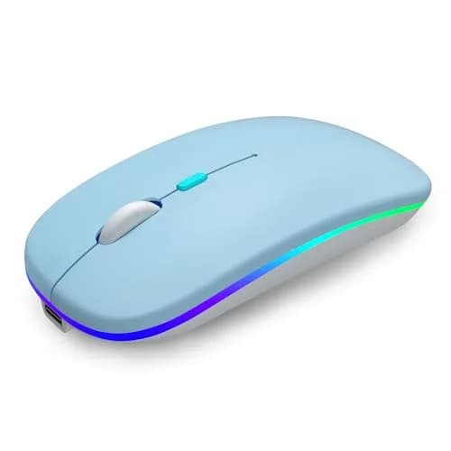 AIKOKOK Wireless Bluetooth Mouse, Rechargeable Dual Mode, Blue | Slim, Silent, Portable with LED Atmosphere thumbnail 1