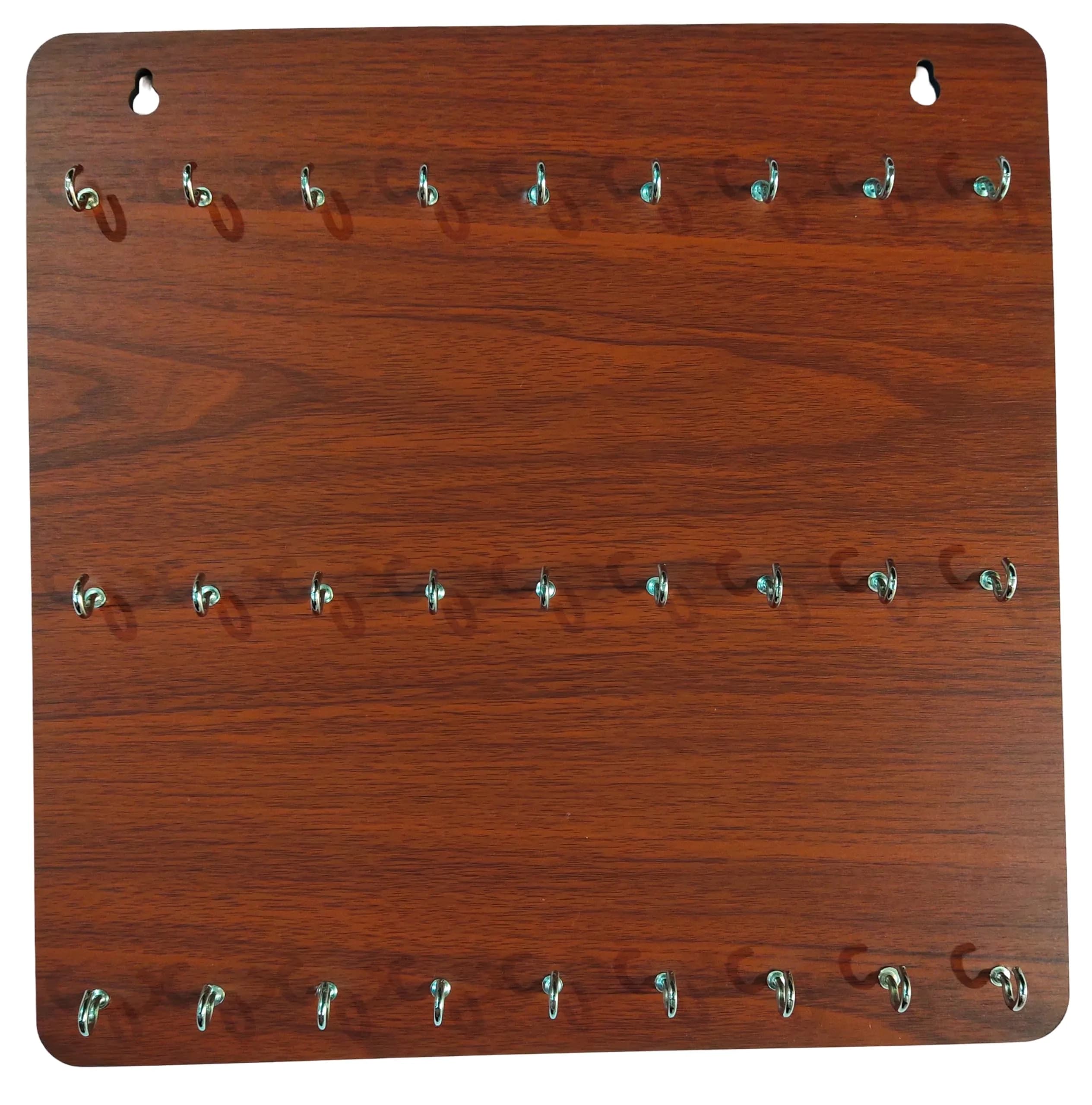 My Dream Carts Wooden Key Holder with 27 Hooks | Matte Brown Finish, 30x30cm - main product image