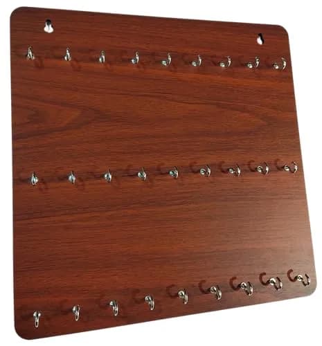 My Dream Carts Wooden Key Holder with 27 Hooks | Matte Brown Finish, 30x30cm thumbnail 8