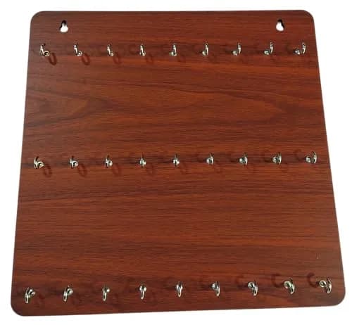 My Dream Carts Wooden Key Holder with 27 Hooks | Matte Brown Finish, 30x30cm thumbnail 9