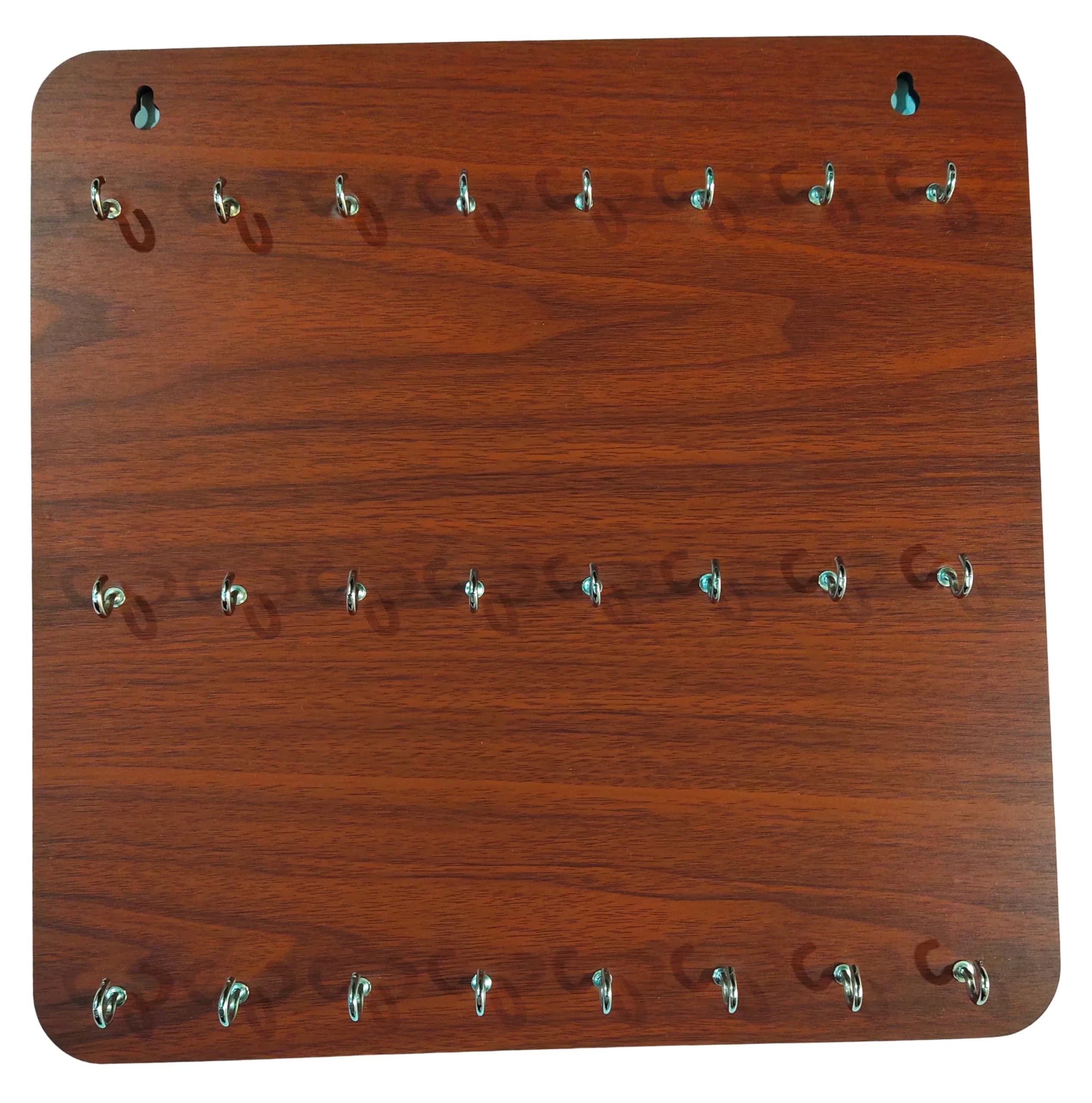 My Dream Carts Wooden Key Holder with 24 Hooks | Matte Brown Finish, 30x30cm - main product image