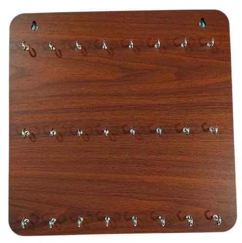 My Dream Carts Wooden Key Holder with 24 Hooks | Matte Brown Finish, 30x30cm thumbnail 8