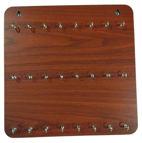 My Dream Carts Wooden Key Holder with 24 Hooks | Matte Brown Finish, 30x30cm thumbnail 1