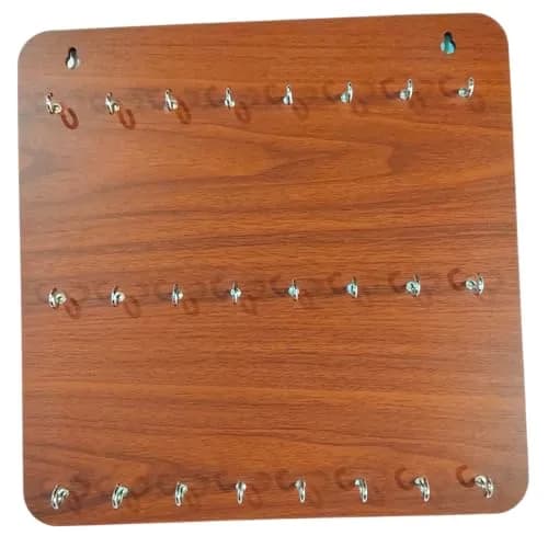 My Dream Carts Wooden Key Holder with 24 Hooks | Matte Brown Finish, 30x30cm thumbnail 9