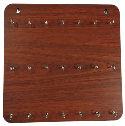 My Dream Carts Wooden Key Holder with 21 Hooks | 30cm (11.81 inch) Matte Brown Wall Mount thumbnail 1
