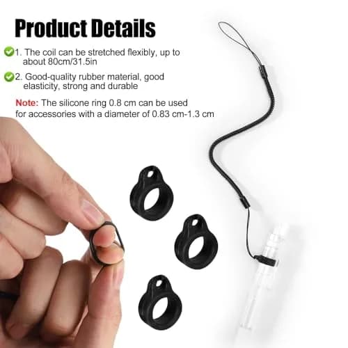 Tinoaly 10pcs Elastic Pen Lanyards with Silicone Rings 25cm (9.84 inch) | Secure Stylus Tether for Tablets thumbnail 4