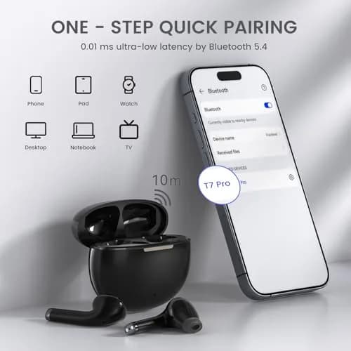 yobola T7Pro Wireless Earbuds with Charging Case, Bluetooth 5.4 Headphones, 25 Hours Playtime | IPX7 Waterproof thumbnail 7