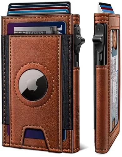 miyozi Slim Airtag Wallet for Men, Pop-Up RFID Blocking Leather Card Holder with ID Window | 9.9 cm (3.9 in) thumbnail 1