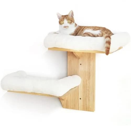 FUKUMARU Cat Wall Shelves 2 Platform with Soft Cushion Perch | Tree Shape Indoor Cat Furniture thumbnail 1