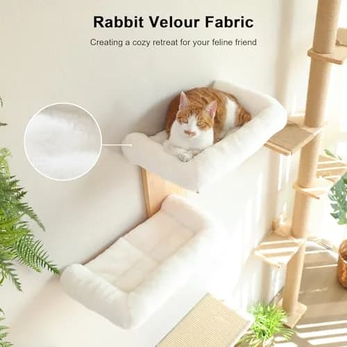 FUKUMARU Cat Wall Shelves 2 Platform with Soft Cushion Perch | Tree Shape Indoor Cat Furniture thumbnail 2