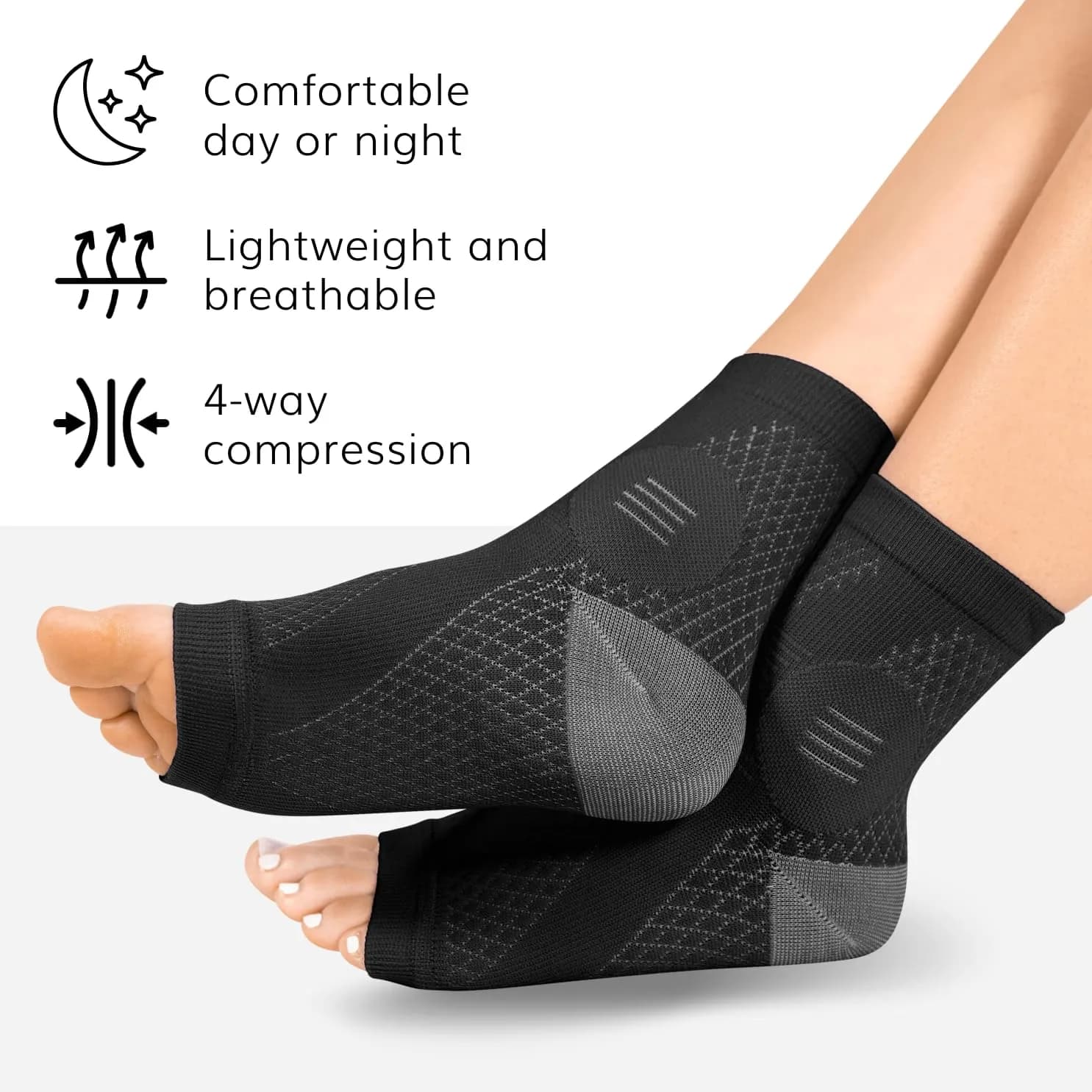 BraceAbility Neuropathy Socks - Medium, Black, 3 Pairs | FDA Approved Medical Compression for Nerve Pain - view 3