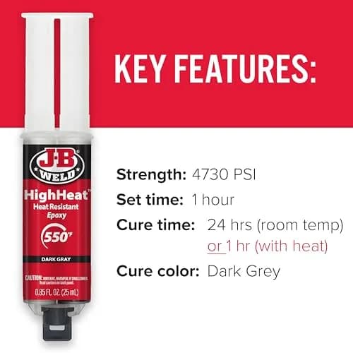 J-B Weld High Heat Syringe 25ml Dark Grey | Heat-Resistant Epoxy for Automotive & DIY Repairs thumbnail 3