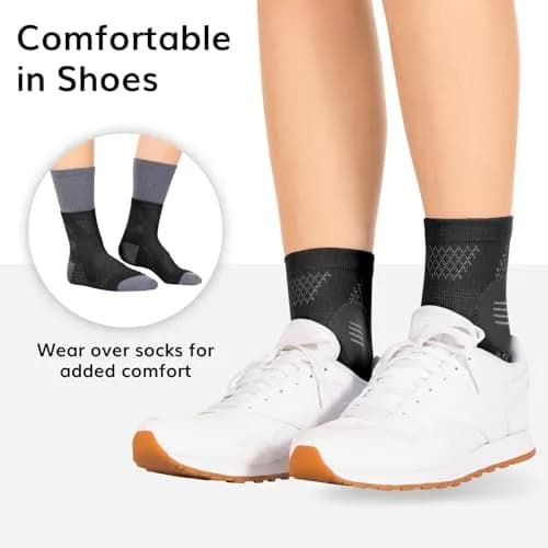 BraceAbility Neuropathy Socks (3 Pairs) - Small Black | Peripheral Compression Diabetic Toeless Foot Sleeves for Nerve Damage, Gout, Plantar Fasciitis Relief thumbnail 5